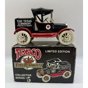 ERTL 1918 Ford Runabout‎ Texaco 5 Coin Bank 1/34 Diecast Box & Key Vintage 1988